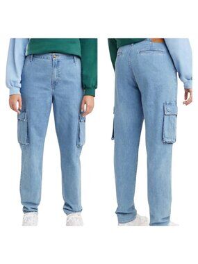 Levis Jeans Women 26 Blue Denim Premium Cool Eco‎ Performance Cargo NWT Retro